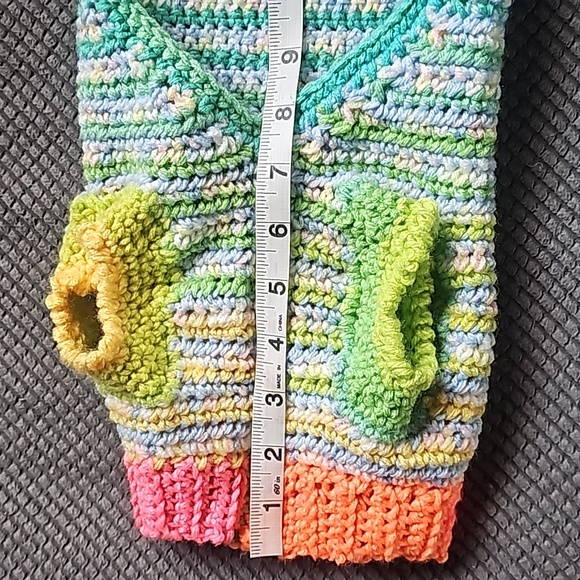 HANDMADE Homemade Small Dog Coat  orange green blue yellow pink Acrylic - Picture 9 of 11